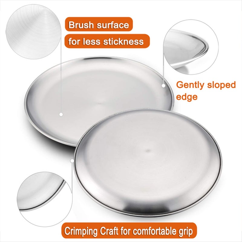 P&P CHEF 10 Inch Pizza Pan, 3 Pieces Stainless Steel Round Pizza Tray Dish Plate For Oven Baking Roasting, Healthy & Heavy Duty, Rust Free & Dishwasher Safe -Silver - Image 3